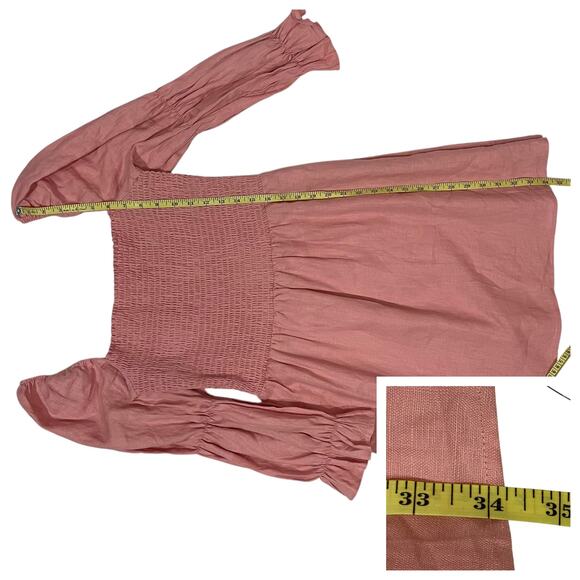 NWT Reformation Zoya Smocked Linen Mini Dress - Pink - XL - Picture 6 of 14